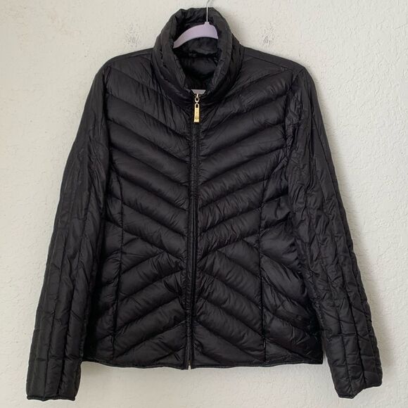 Ellen Tracy Puffed Zip Full Mock Neck Pockets Black Women’s Jacket Size L - Picture 1 of 9
